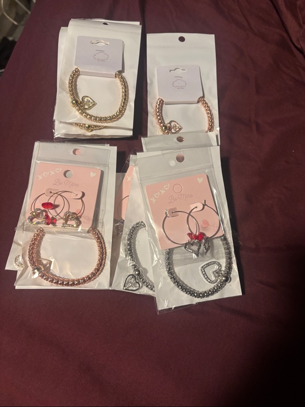 mine Mixed Metal Heart Charm Bracelet Set — Rose Gold & Silver